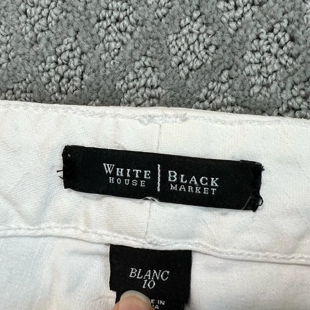 White House Black Market white jeans with jewel stone adorned back pockets - Picture 4 of 9